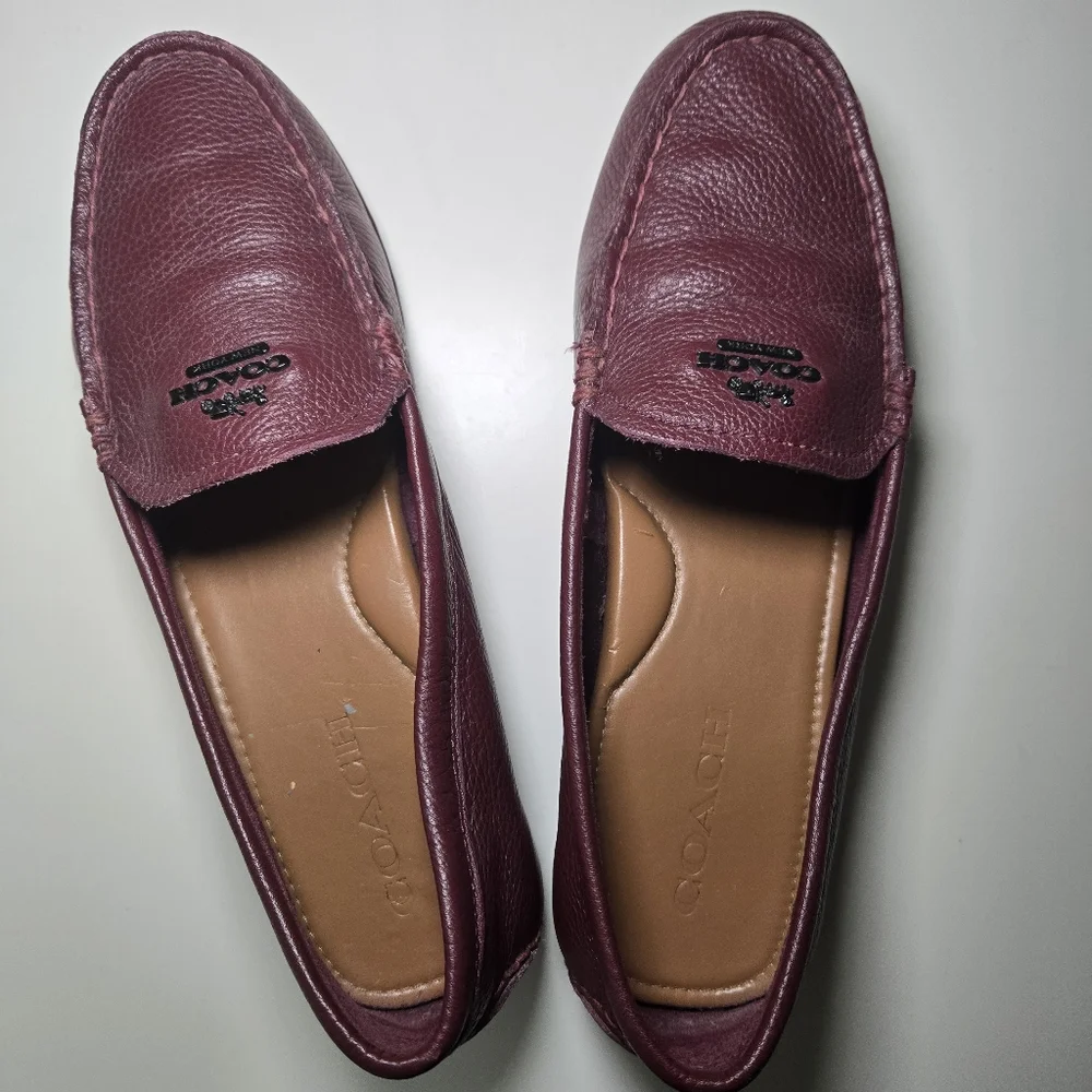 Coach Womens Marley Driver Loafer Burgundy Size 8 Leather Comfy Preppy Old Money - Picture 5 of 13